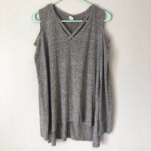 Brown Cold Shoulder Long Sleeve Sweater